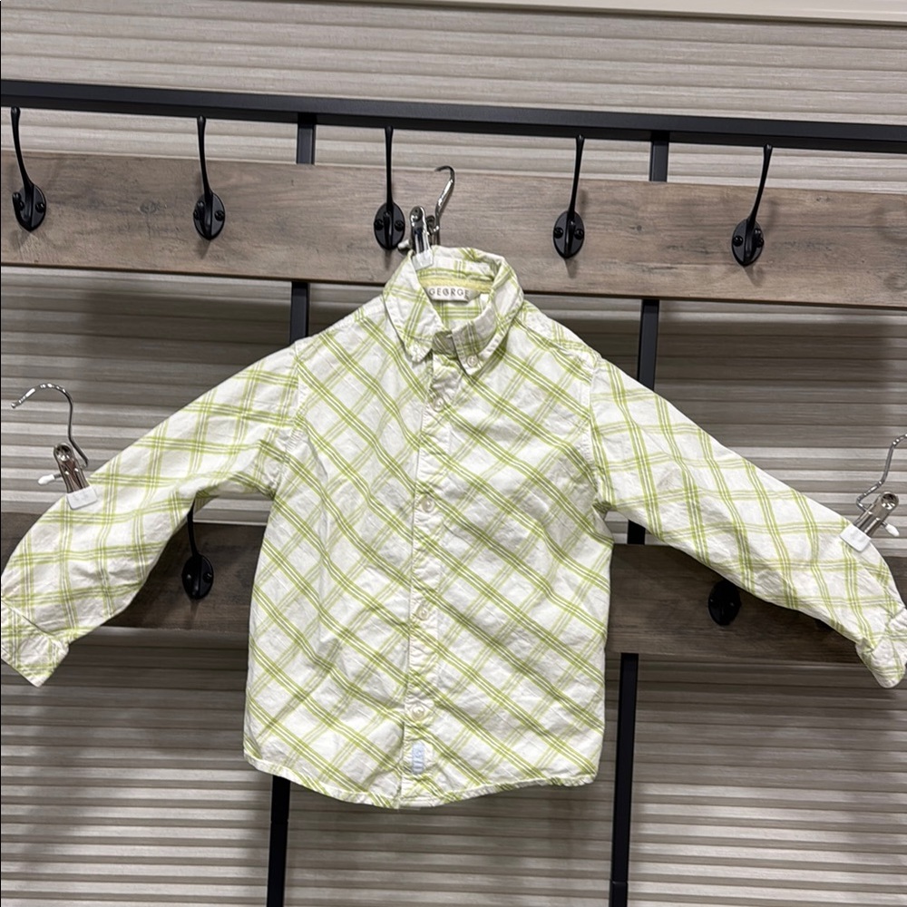 George Kids Green Plaid Shirt